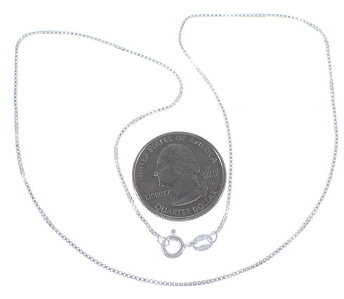 Genuine Sterling Silver Italian Box Chain 18" Necklace UX39569